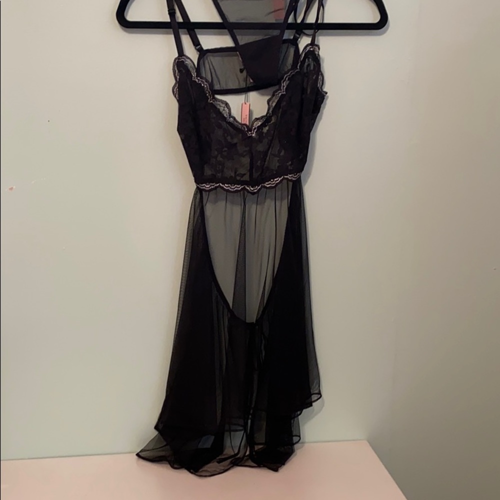 Lingerie black teddy with thong